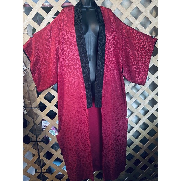 VTG 90's Y2K STEPHANIE BUFFINGTON CLAUDEL INT'L Red Satin Brocade Robe M/L - Picture 1 of 9